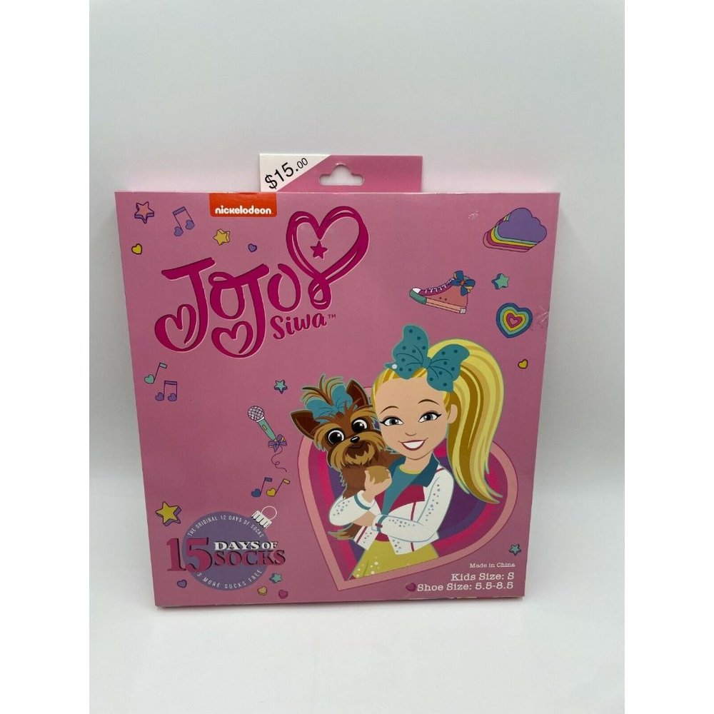 NEW Jojo Siwa 15 Days of Socks Girl's Kids Size 8 Shoe Size 5.5-8.5